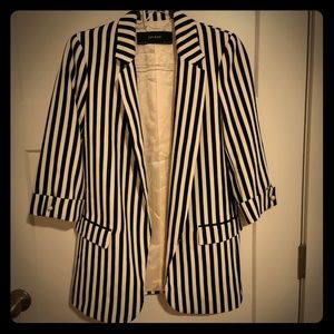 Zara Navy Striped Oversized Blazer
